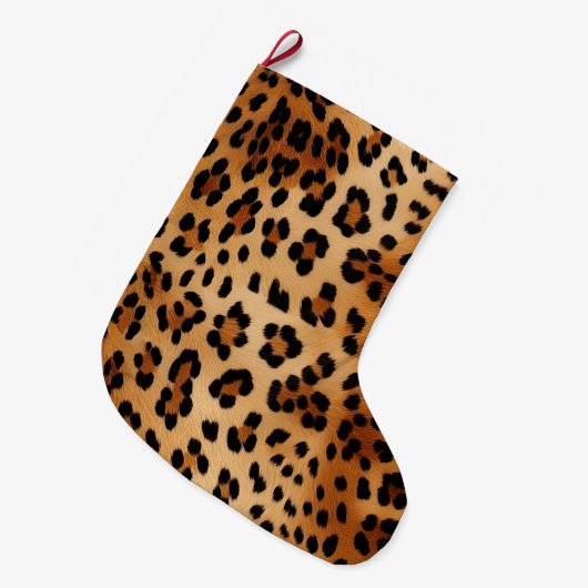 Bruin zwarte leopard-printer grote kerstsok (Voorkant (Hangend))
