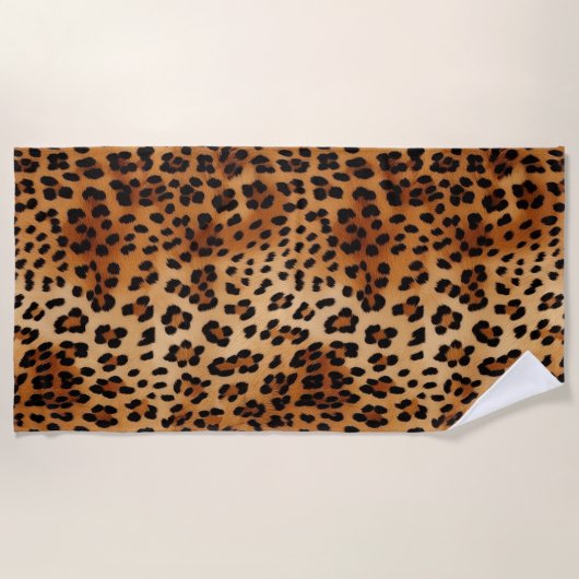 Bruin zwarte leopard-printer strandlaken (Voorkant)