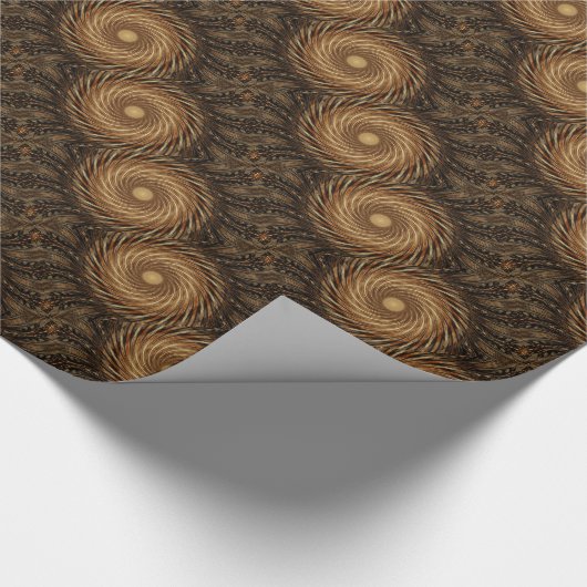 Bruin zwarte spiraalgolf Kaleidoscoop Art Cadeaupapier (Hoek)
