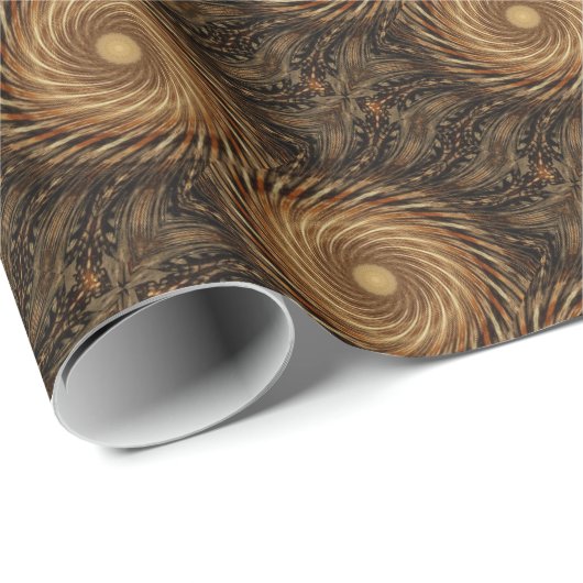 Bruin zwarte spiraalgolf Kaleidoscoop Art Cadeaupapier (Rol Hoek)