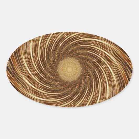 Bruin zwarte spiraalgolf Kaleidoscoop Art Ovale Sticker (Voorkant)