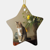 Bruin zwarte tablet katten Zitten op pianolemen Keramisch Ornament (Links)
