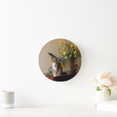 Bruin zwarte tablet katten Zitten op pianolemen Ronde Klok (Huis)