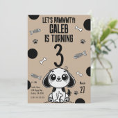 Bruin & Zwarte Vis Botten Puppy Dog Verjaardagsfee Kaart (Staand voorkant)