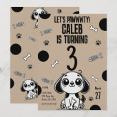 Bruin & Zwarte Vis Botten Puppy Dog Verjaardagsfee Kaart (Voorkant / Achterkant)