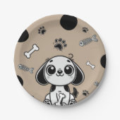 Bruin & Zwarte Vis Botten Puppy Dog Verjaardagsfee Papieren Bordje (Voorkant)