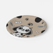 Bruin & Zwarte Vis Botten Puppy Dog Verjaardagsfee Papieren Bordje (Gekanteld)