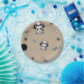 Bruin & Zwarte Vis Botten Puppy Dog Verjaardagsfee Papieren Bordje (Feest)