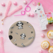Bruin & Zwarte Vis Botten Puppy Dog Verjaardagsfee Papieren Bordje (Feest)