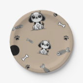 Bruin & Zwarte Vis Botten Puppy Dog Verjaardagsfee Papieren Bordje (Voorkant)