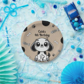 Bruin & Zwarte Vis Botten Puppy Dog Verjaardagsfee Papieren Bordje (Feest)