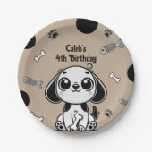 Bruin & Zwarte Vis Botten Puppy Dog Verjaardagsfee Papieren Bordje (Voorkant)