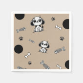 Bruin & Zwarte Vis Botten Puppy Dog Verjaardagsfee Servet (Voorkant)