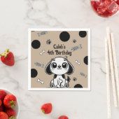 Bruin & Zwarte Vis Botten Puppy Dog Verjaardagsfee Servet (Insitu)