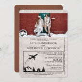Bruin Zweden Paspoort bruiloft uitnodiging (Voorkant / Achterkant)