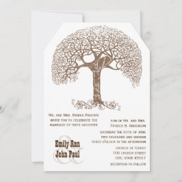 Bruin-zwijn-bijtende boom-liefdesbos-bruiloft kaart