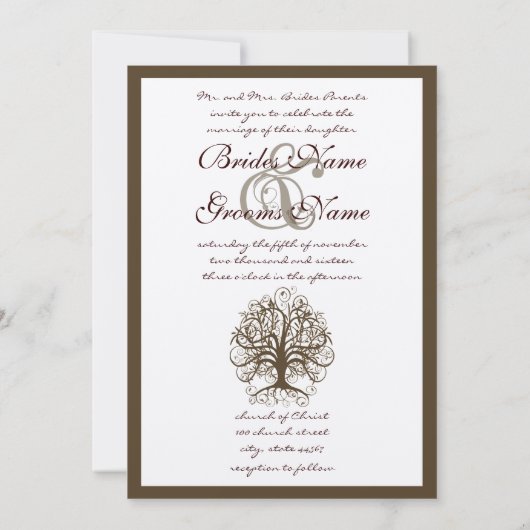 Bruin zwijn Roots of Love Wedding Invitation Kaart (Achterkant)