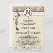 Bruin Zwirl  Chandelier Damask Your Photo Kaart (Achterkant)