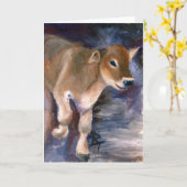 Bruin Zwitsers kalf Blanco Kaart (Gele Bloem)