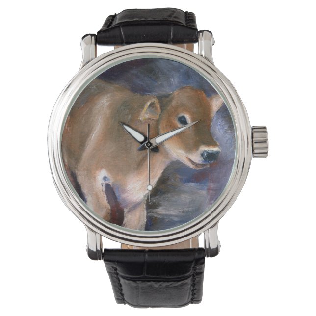 Bruin Zwitsers kalf Horloge (Voorkant)