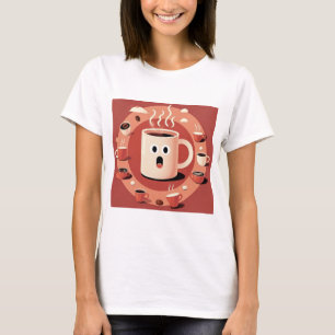 Bruinachtig Leuke grappige Cartoon koffiekopjes T-shirt