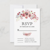 Bruinachtig roze bloemenbruiloft RSVP kaartje (Voorkant)