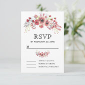 Bruinachtig roze bloemenbruiloft RSVP kaartje (Staand voorkant)