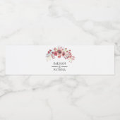 Bruinachtig roze bloemenbruiloft waterfles etiket (Enkel label)