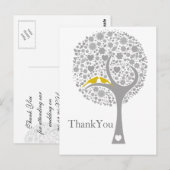 bruinachtige boom gele lovevogels mod bruiloft bed briefkaart (Voorkant / Achterkant)