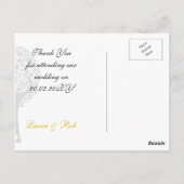 bruinachtige boom gele lovevogels mod bruiloft bed briefkaart (Achterkant)