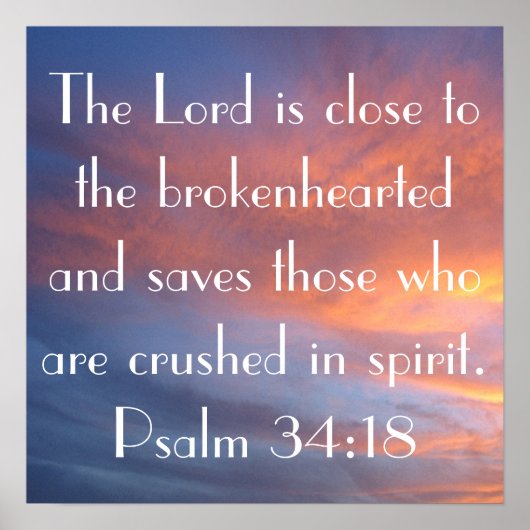 Bruinbare verse Psalm 34:18 zonsondergang Poster (Voorkant)