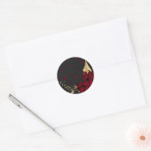 bruinbloemen goudblad zwarte klassieke ronde s ronde sticker (Envelop)