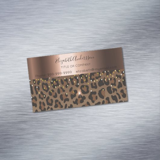 Bruinbruine glans van leopard magnetisch visitekaartje (Voorbeeld)