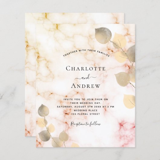 Bruinbruingebladerte met eucalyptus gouden marmer (Voorkant / Achterkant)