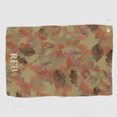 Bruine aangepaste monogram of naam camouflage golfhanddoek (Horizontaal)