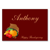 Bruine aangepaste Thanksgiving tafelkaarten Hoorn  Kaart (Voorkant)