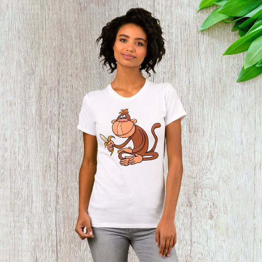 Bruine aap met banaan T-shirt