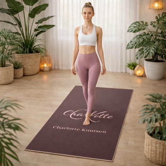 Bruine aarde klei monogram initialen naam yogamat