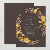 Bruine Aardse Herfst Bruiloft Kaart (Voorkant / Achterkant)