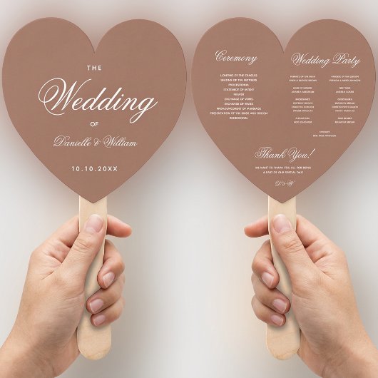 Bruine Aardse Neutrals Heart Script Wedding Progra Handwaaier