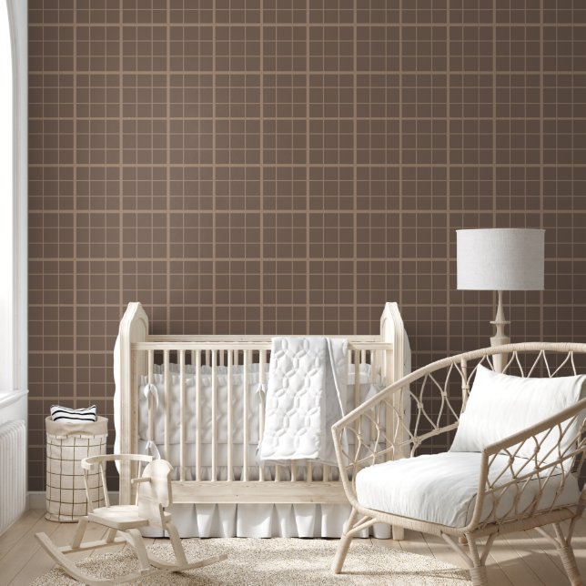 Bruine Aardtint Windowpane Gekruist  Behang (Kinderen)