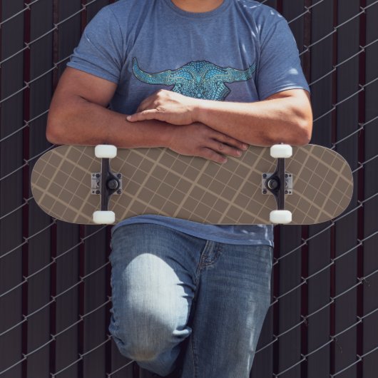 Bruine Aardtint Windowpane Gekruist Persoonlijk Skateboard (Buiten 3)
