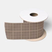 Bruine Aardtint Windowpane Rut Satijnen Lint (Spoel)