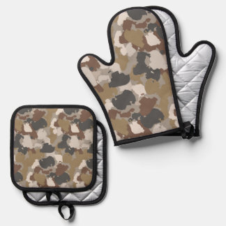 Bruine Aardtinten Militair Camouflage Ovenwant & Pannenlap Set