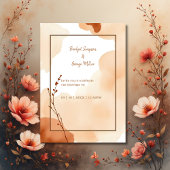 Bruine abstracte Boho Minimale Bloemen Trouwen