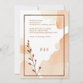 Bruine abstracte Boho Minimale Bloemen Trouwen Kaart (Achterkant)