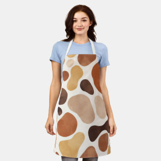 Bruine Abstracte Organische Vormen Print All-Over Schort
