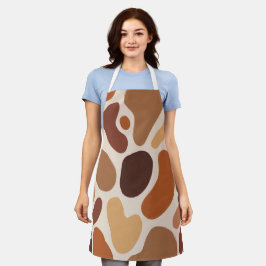 Bruine Abstracte Organische Vormen Print All-Over  Schort