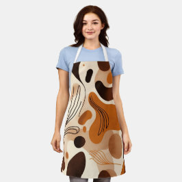 Bruine Abstracte Organische Vormen Print All-Over  Schort