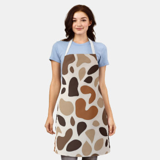 Bruine Abstracte Organische Vormen Print All-Over Schort